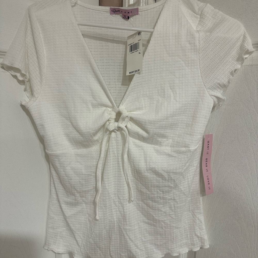 White Short Sleeve Top by Shein